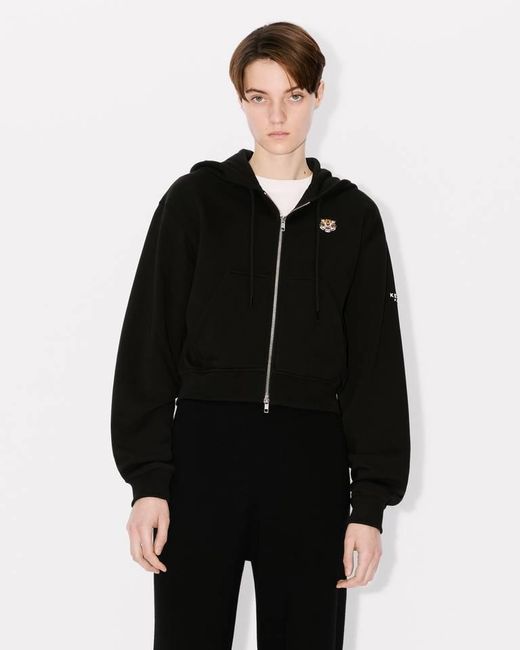 KENZO Black Tiger Patch Zip-Up Jacket for men