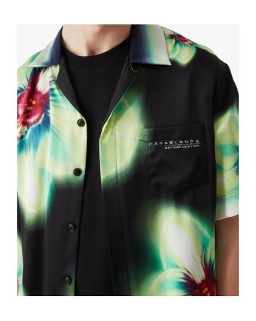 Casablanca Green Orchid Glitch Printed Shirt for men