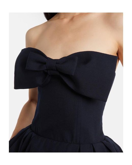 ShuShu/Tong Blue Bow-Detail Wool And Silk Midi Dress