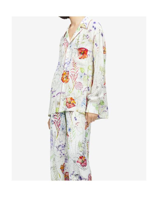 McQueen White Silk Floral Shirt