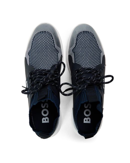 Boss Blue Classic Low-Top Trainers for men