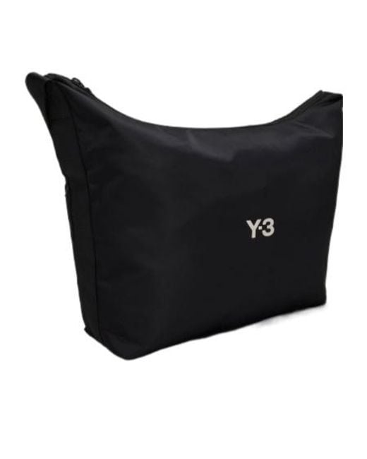 Y-3 Black Logo Printed Crossbody Bag for men
