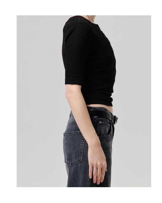 Citizens of Humanity Black Nali Ribbed Henley Top