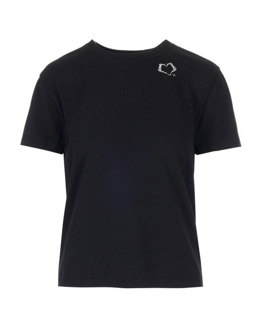 Saint Laurent Black Heart Logo Print T-Shirt