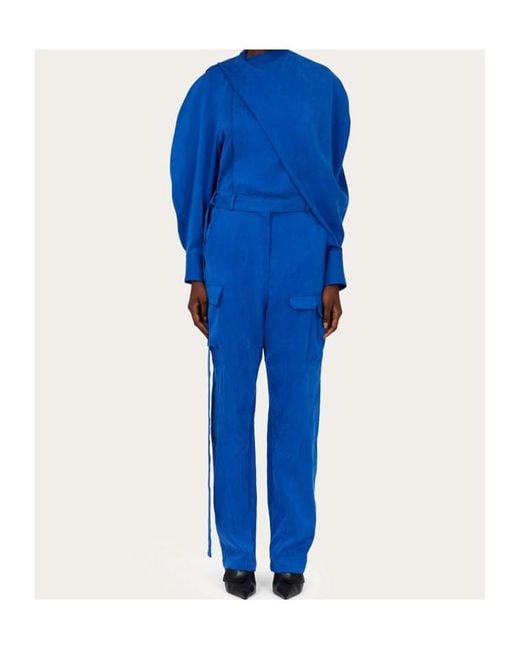 Ferragamo Blue Belted Cargo Trousers