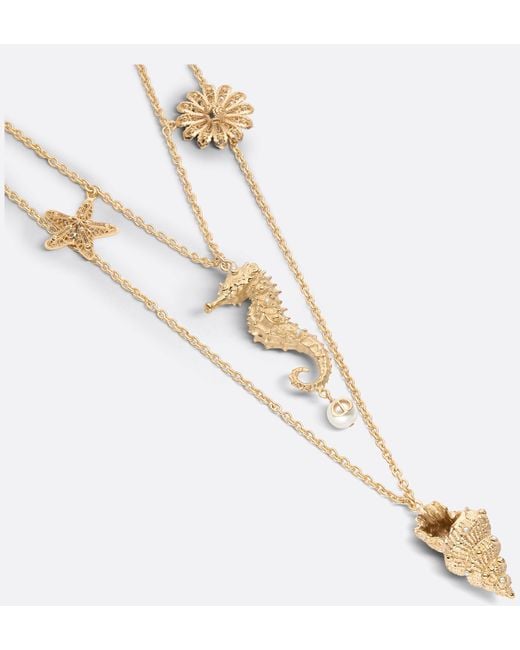 Dior White Christian Logo Embellished Necklace