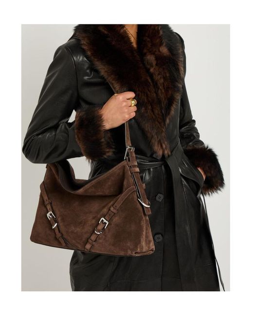 Givenchy Brown Voyou Medium Suede Shoulder Bag