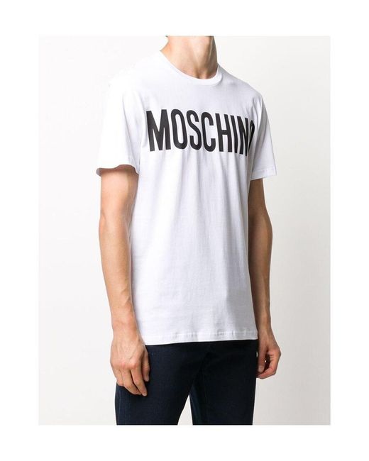 Moschino White Logo Print T-Shirt for men