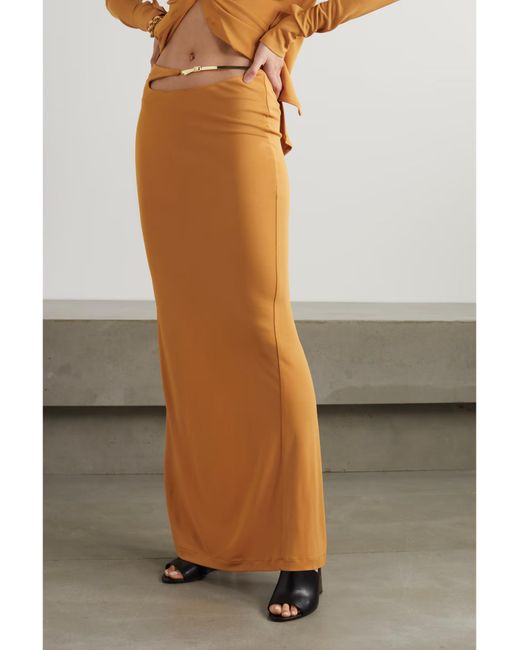 Christopher Esber Orange Sculpted-Strap Column Maxi Skirt
