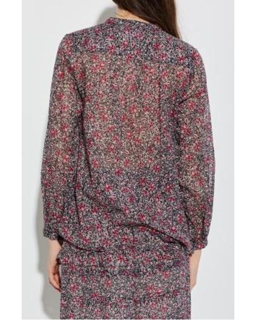 Isabel Marant Purple Maria Floral Buttoned Top