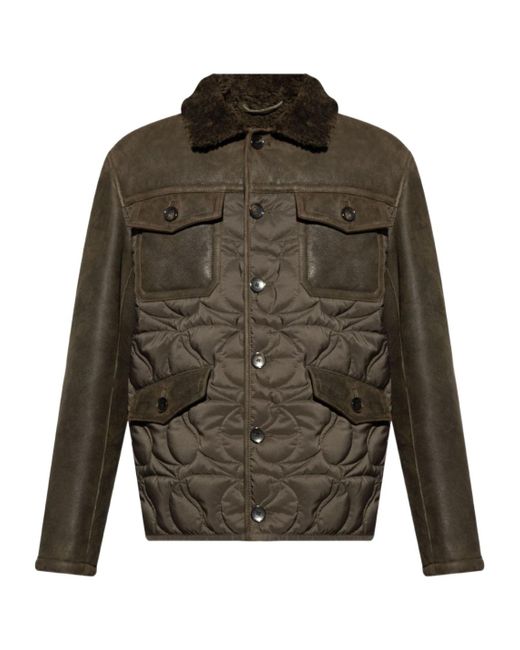 Etro Green Jacket With Fur Collar for men