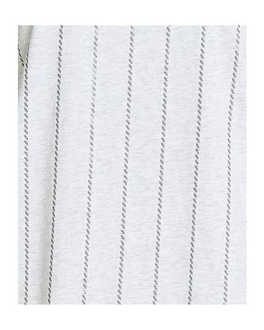 Brunello Cucinelli White Striped Shortsleeve Tshirt