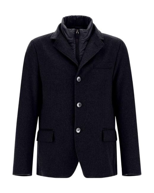 Herno Blue Detachable-Collar Jacket for men