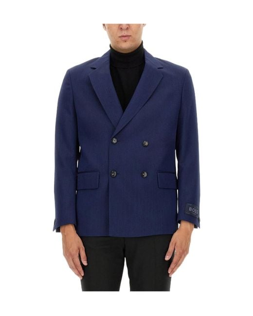 Boss Blue Boss Double Breasted Tailored Blazer for men