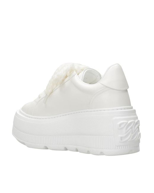 Casadei White Round-Toe Sneakers