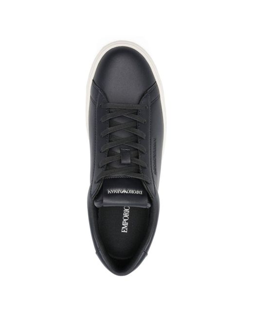 Emporio Armani Blue Round Toe Lace-Up Sneakers for men