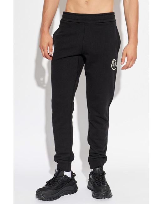 Moncler Black Logo Patch Drawstring Sweatpants for men