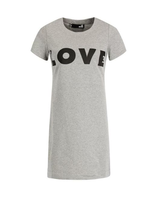 Moschino Gray Logo Details T-Shirt Dress