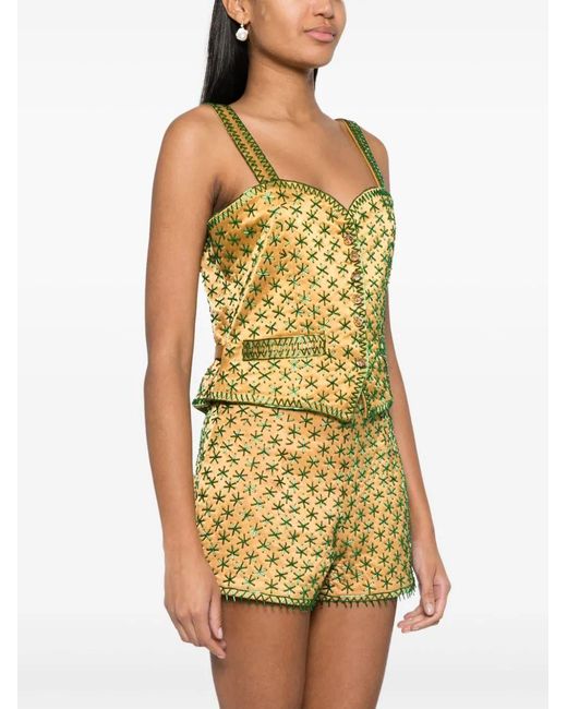 Bode Yellow Embroidery Design Vest