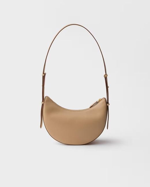Prada White Arqué Small Leather Shoulder Bag