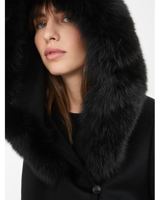 Max Mara Black Hooded Coat