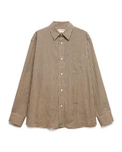 Marni Natural Shirt With Micro-Check for men