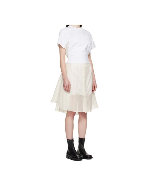 Sacai White Short Sleeve Dress