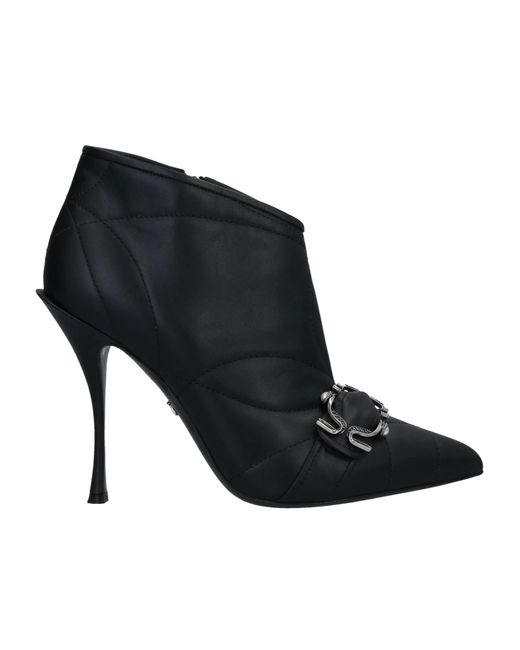 Dolce & Gabbana Black Cowhide Knit Ankle Boots