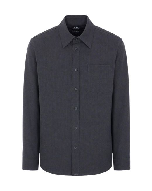 A.P.C. Blue Buttoned Overshirt for men