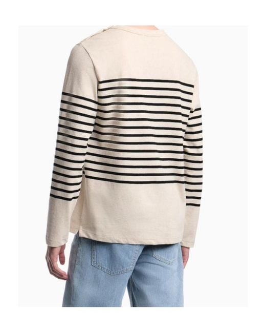 Emporio Armani Natural Apos;S Striped Cotton-Linen Jersey Sweater for men