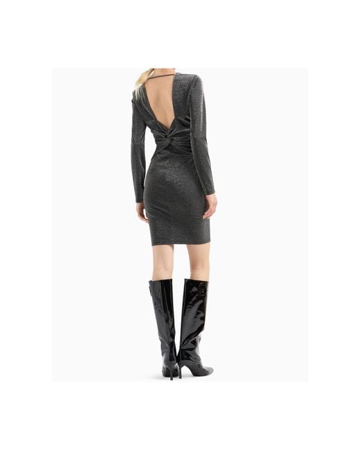ARMANI EXCHANGE Gray Open-Back V-Neck Dress