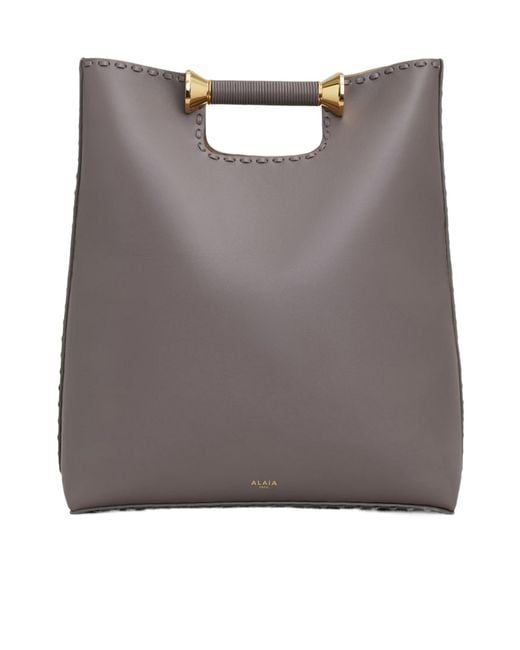 Alaïa Gray Alaïa Bobine Logo Stamp Tote Bag
