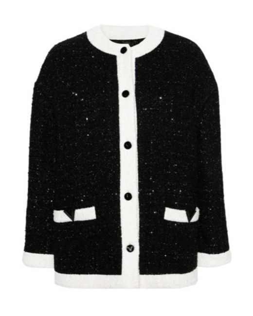 Valentino Black Long-Sleeved Knitted Cardigan