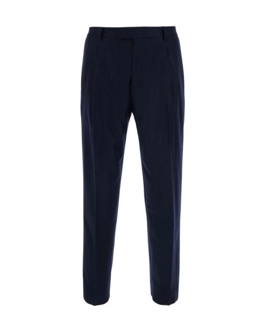Low Brand Blue Casual Trousers With Belt Loops for men