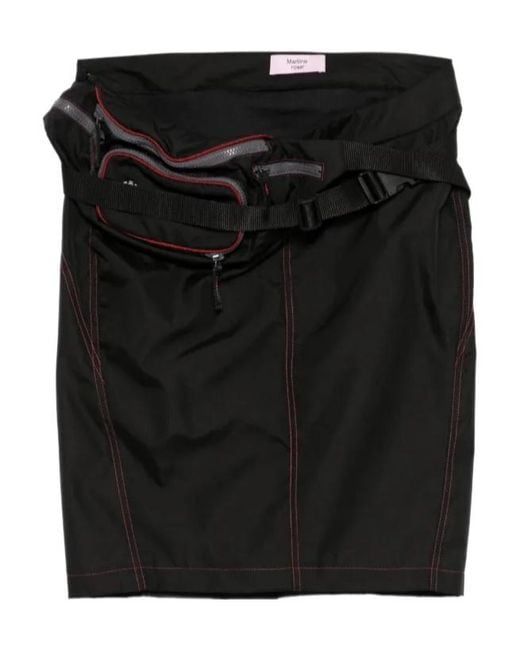 Martine Rose Black Bumbag Topstitching Skirt