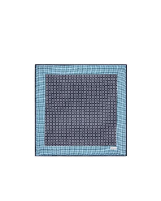 Brioni Blue Sky And Midnight Micro Motif Silk Pocket Square for men