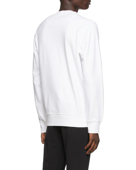Stone Island White Compass Patch Crewneck Sweatshirt for men