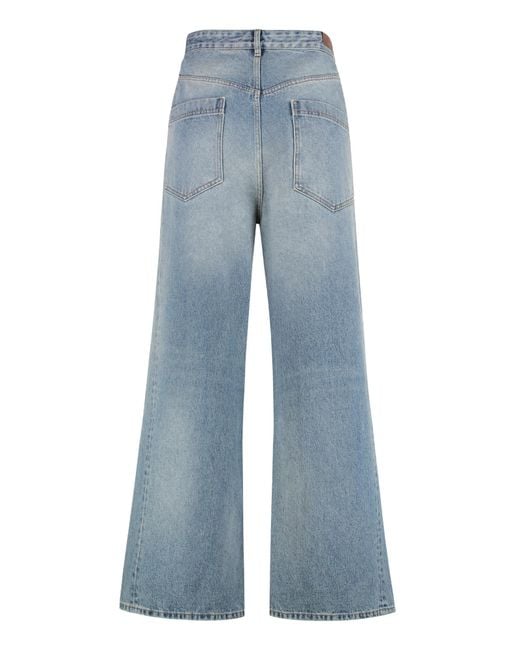 DARKPARK Blue Ined Asymmetric Wide-Leg Jeans for men