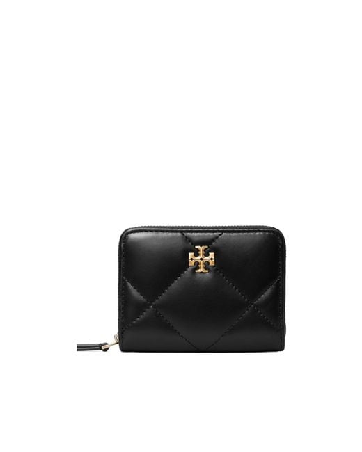 Tory Burch Black Leather Zip-Around Wallet