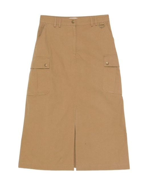 Barbour Natural Gwen Cargo Front-Slit Skirt