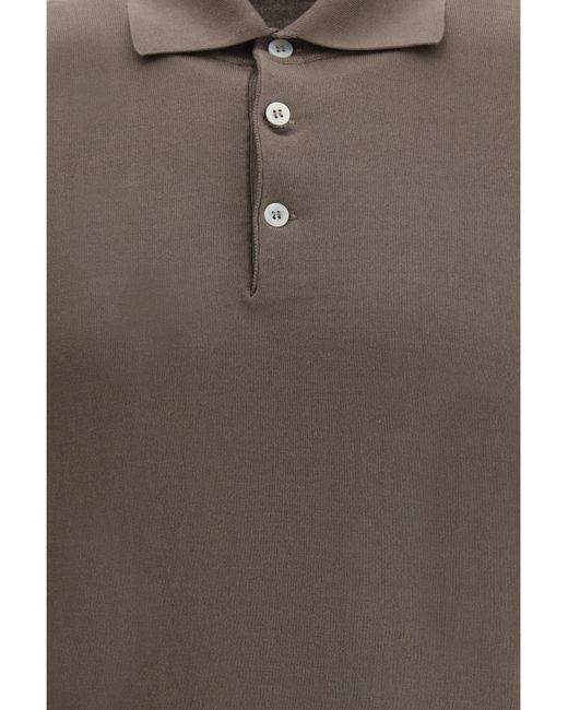 Brunello Cucinelli Brown Short-Sleeved Polo Shirt for men