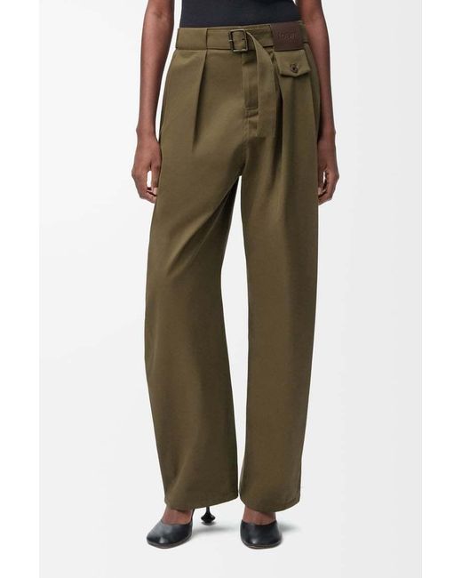 Loewe Green Pleated Belted Trousers