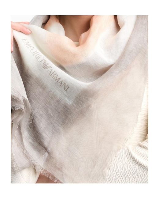 Emporio Armani Natural Logo Print Scarf