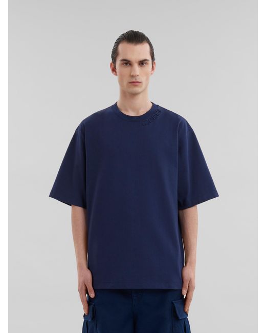 Marni Blue Logo Patch Crewneck T-Shirt for men