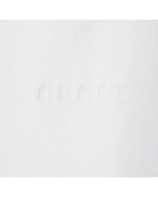Gucci White Logo Embroidered Crewneck T-Shirt for men