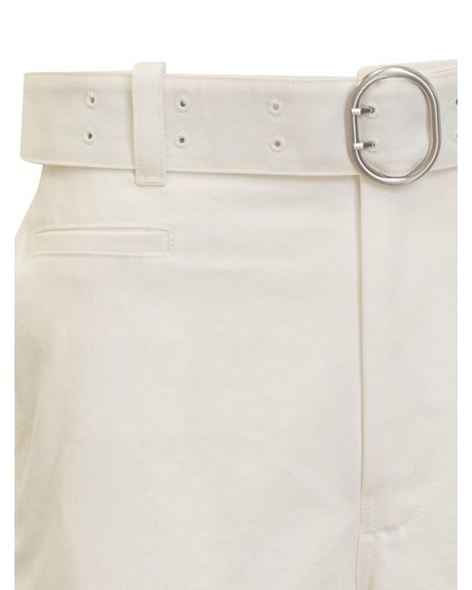 Jil Sander White Belted-Waist Wide-Leg Pants for men