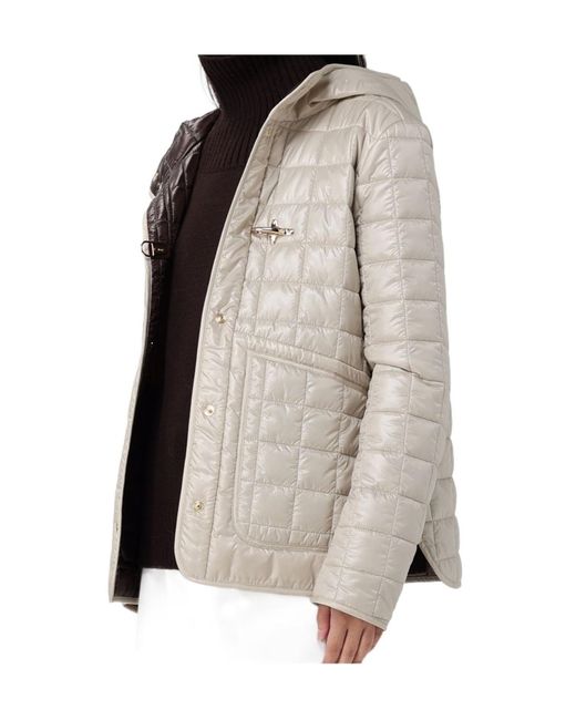 Fay Natural Quilted Hooded Coat