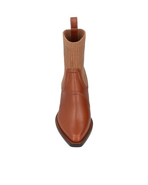 Chloé Brown Minimalist Denim Ankle Boots
