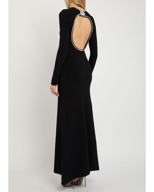 Rabanne Black Embellished Open-Back Gown