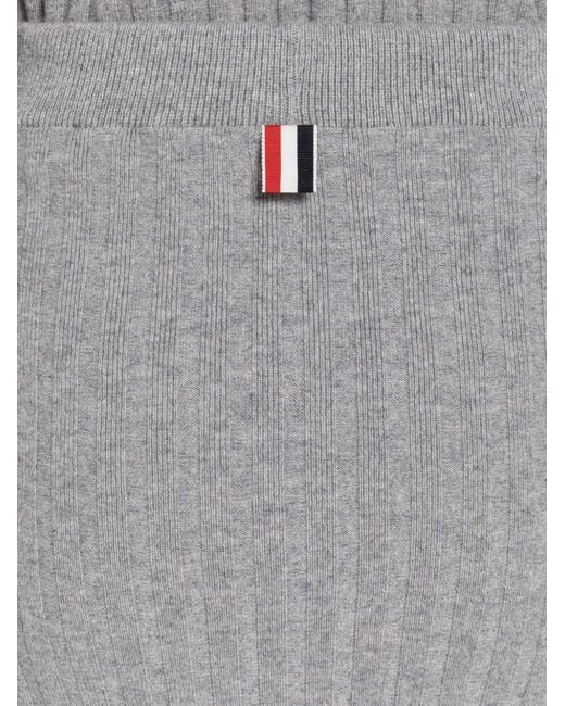 Thom Browne Gray Ribbed-Knit Cashmere Pencil Skirt